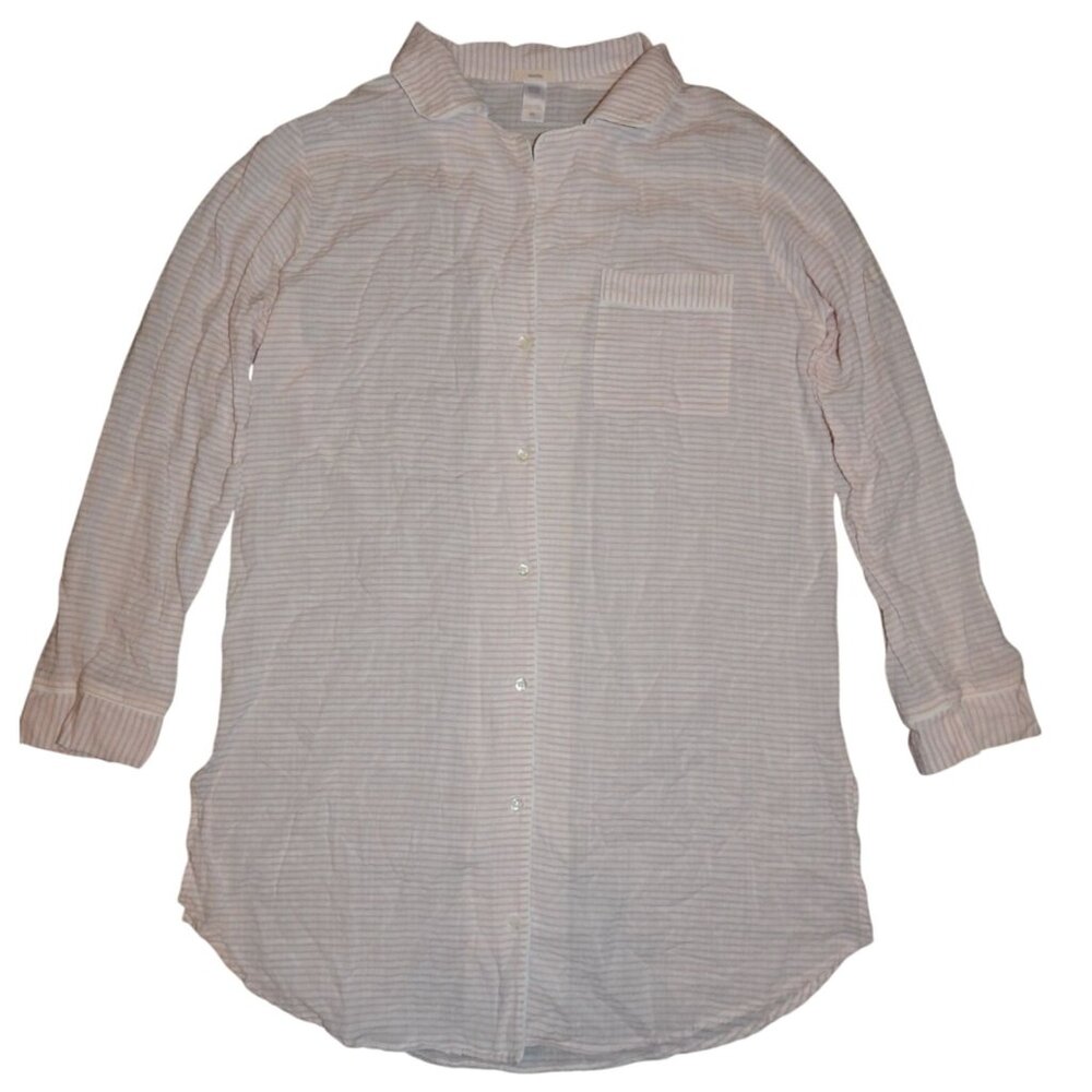 Eberjey Pink Seersucker Style Sleep Shirt Pajamas Size Medium